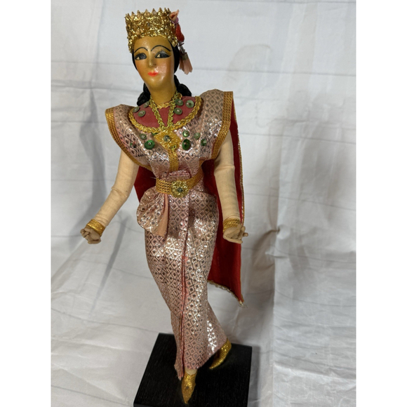 Vintage Thai Doll National Costume Siam Traditional Dance Lady Dancer Statue 13” - Picture 1 of 10